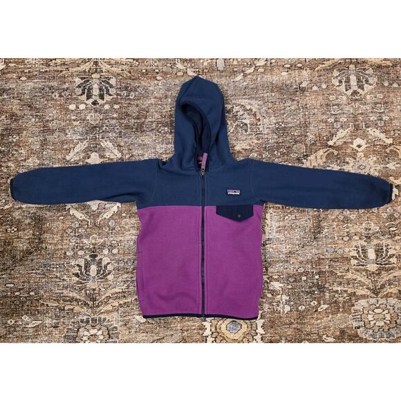 Patagonia Micro D Snap‑T Fleece Jacket Kids 4T Blue/Purple Cozy Outdoor Coat - Picture 2 of 6